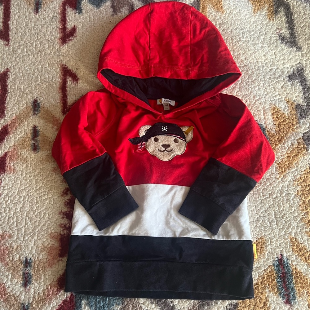 Kids Red Pirate Bear Hoodie